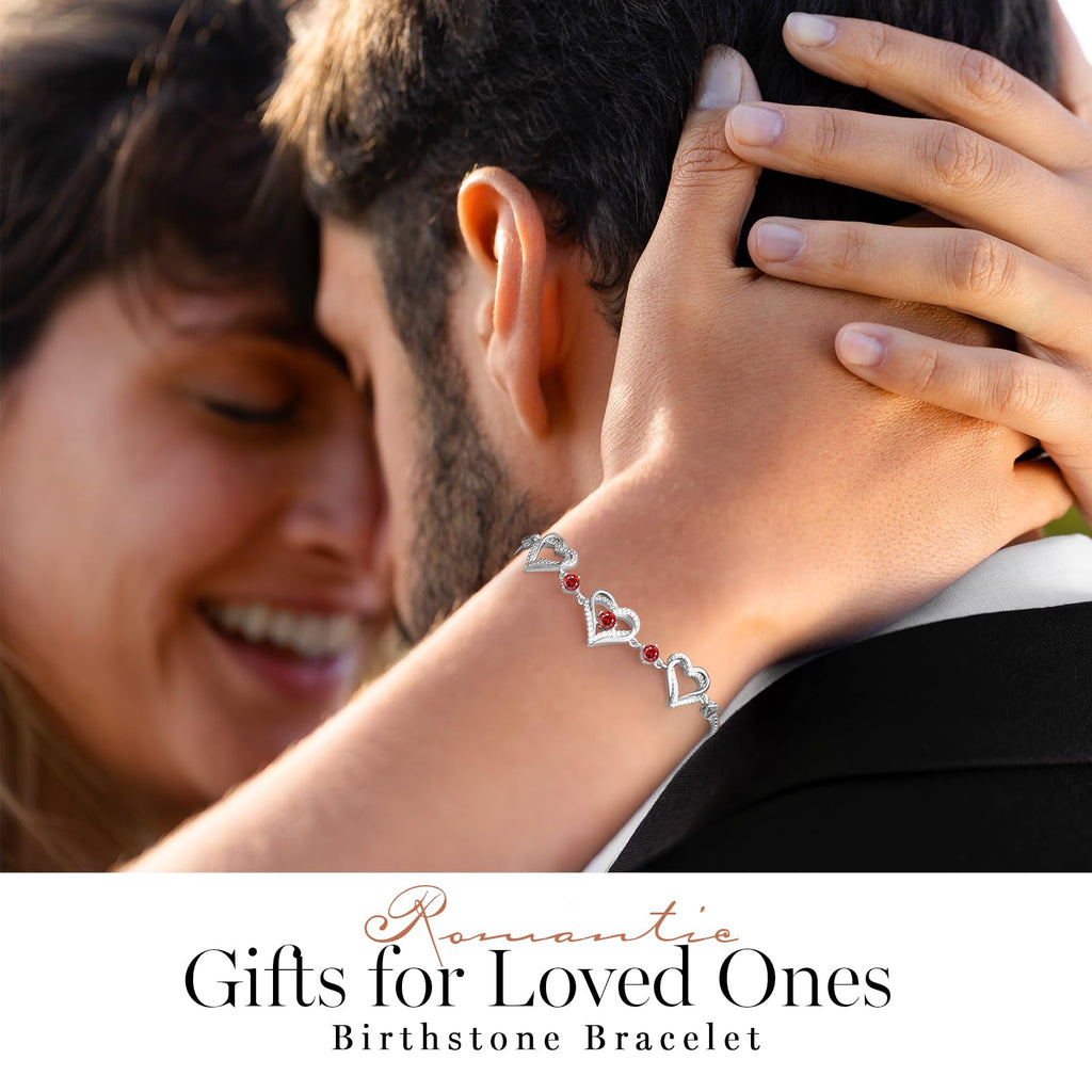 CDE 18K Rose Gold Heart Bracelets,Birthstone Jewelry Gifts for Women