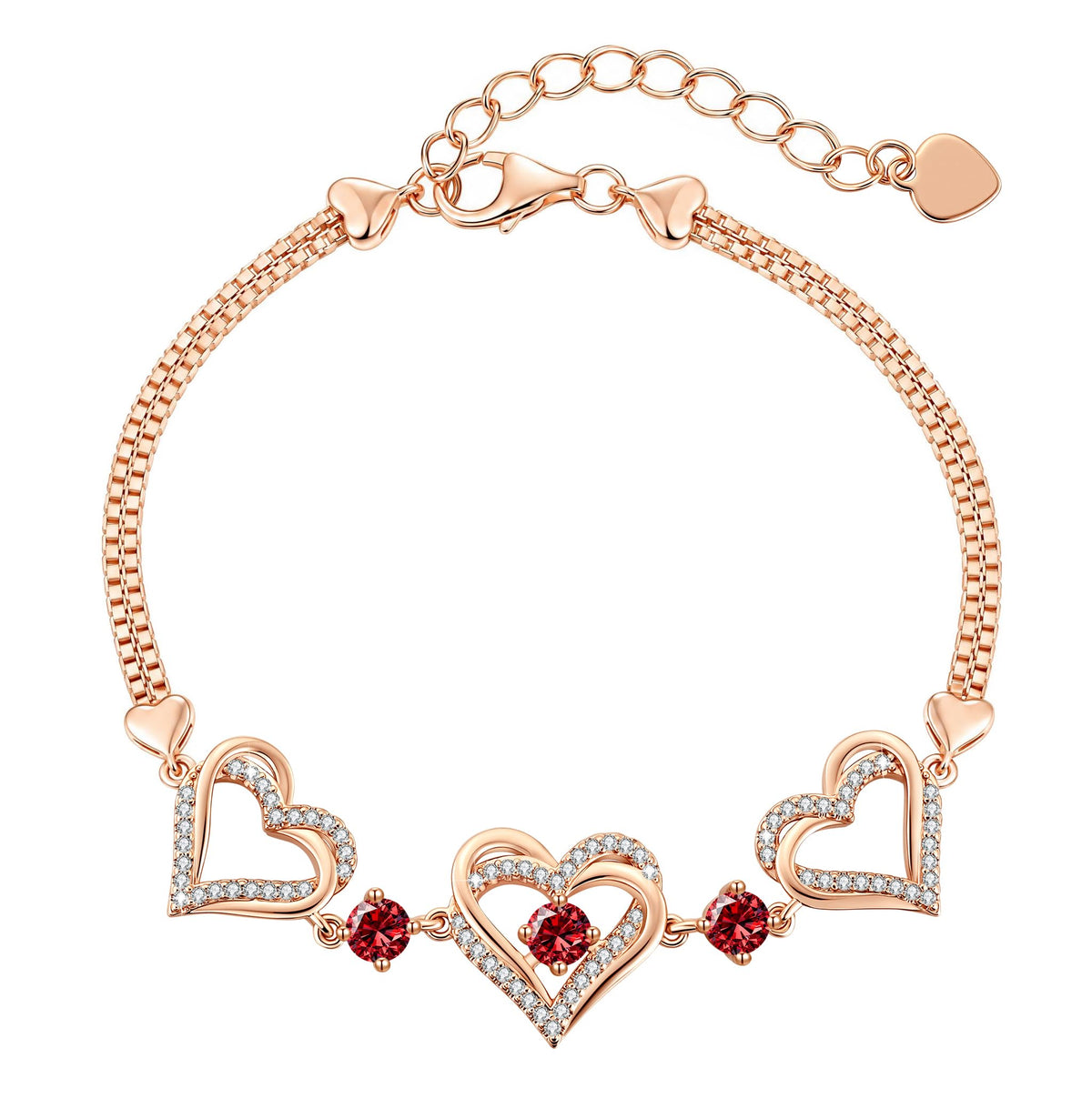 CDE 18K Rose Gold Heart Bracelets,Birthstone Jewelry Gifts for Women