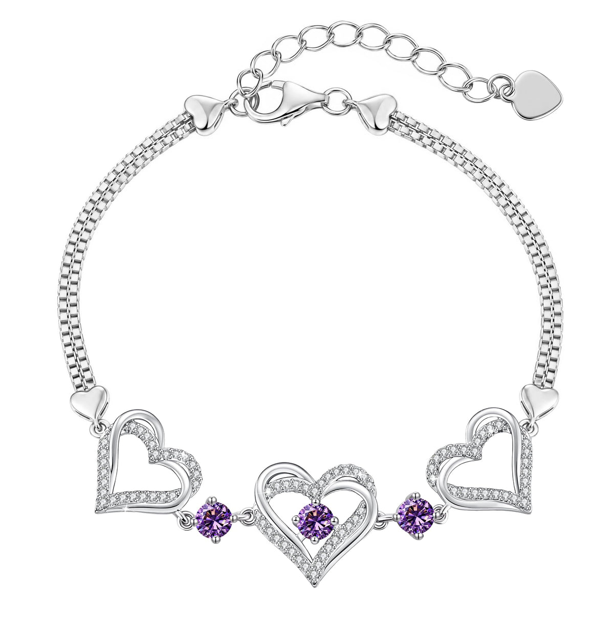CDE 18K Rose Gold Heart Bracelets,Birthstone Jewelry Gifts for Women