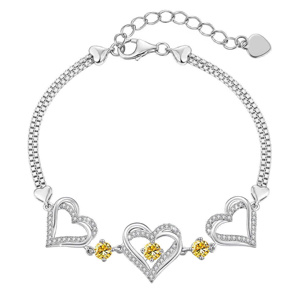 CDE 18K Rose Gold Heart Bracelets,Birthstone Jewelry Gifts for Women