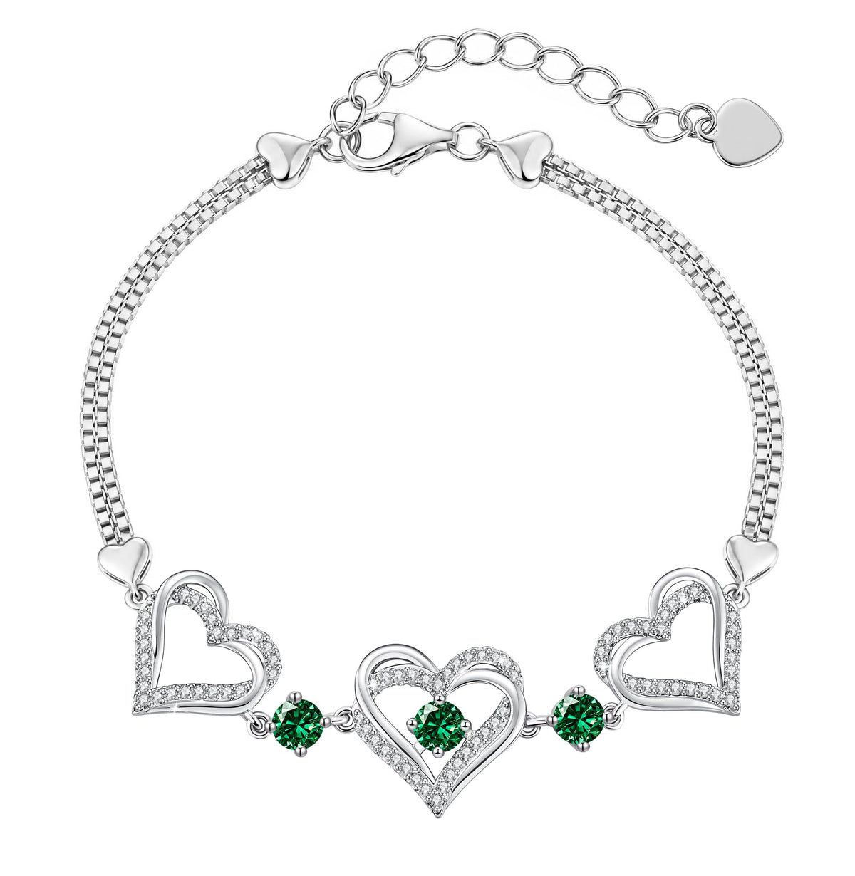 CDE 18K Rose Gold Heart Bracelets,Birthstone Jewelry Gifts for Women