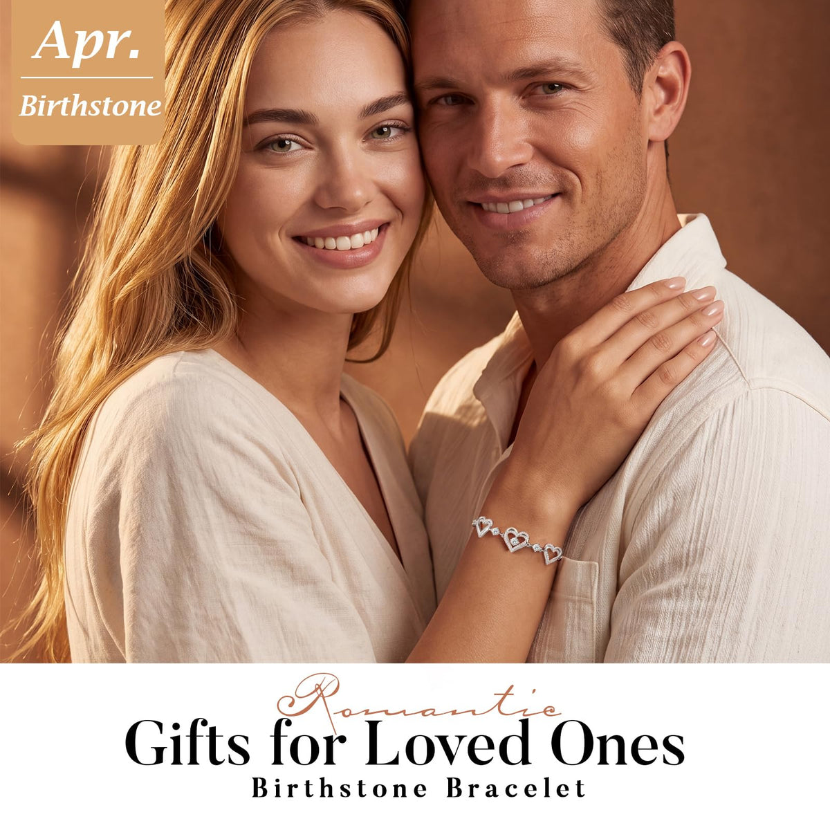 CDE 18K Rose Gold Heart Bracelets,Birthstone Jewelry Gifts for Women