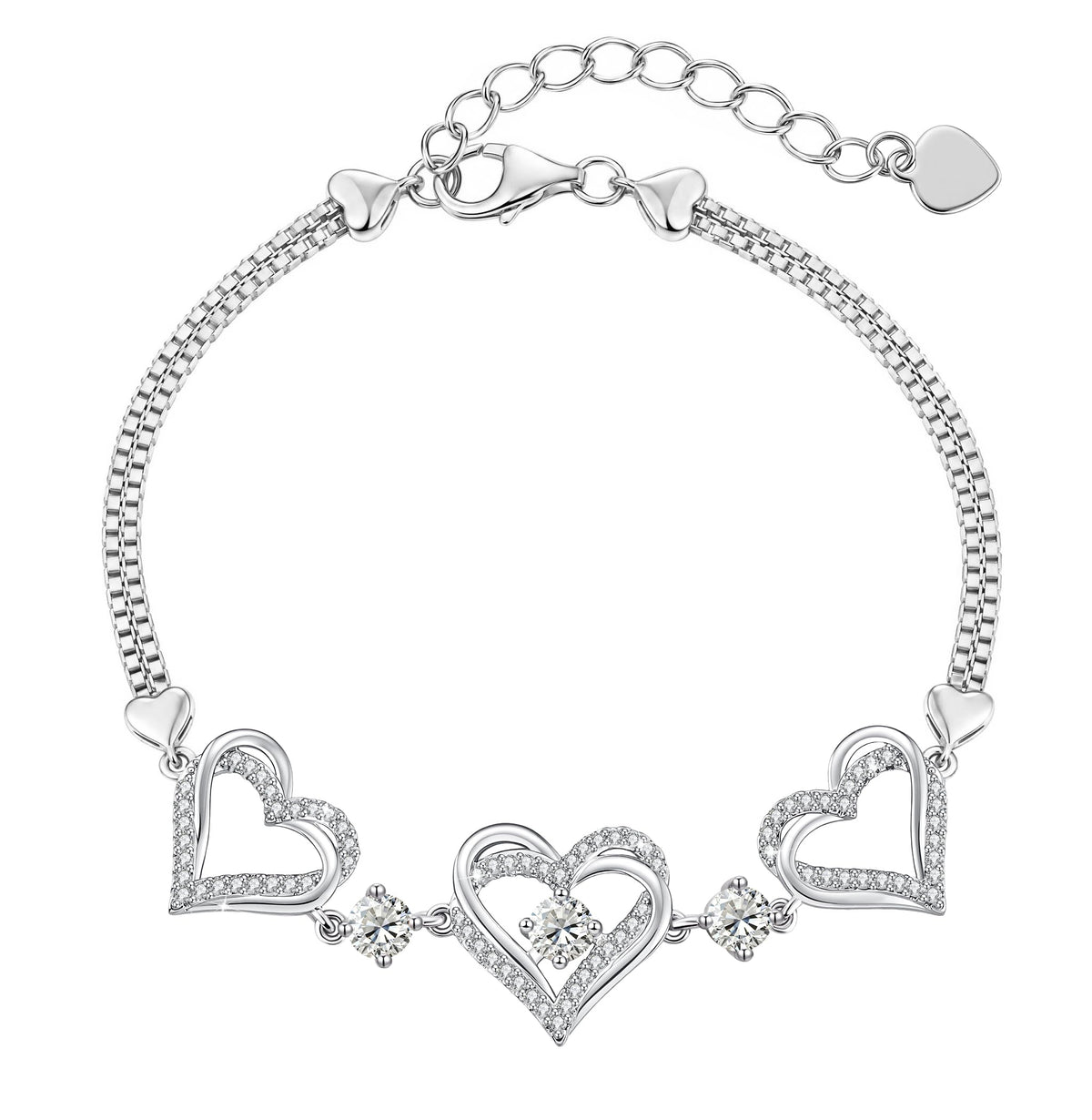 CDE 18K Rose Gold Heart Bracelets,Birthstone Jewelry Gifts for Women