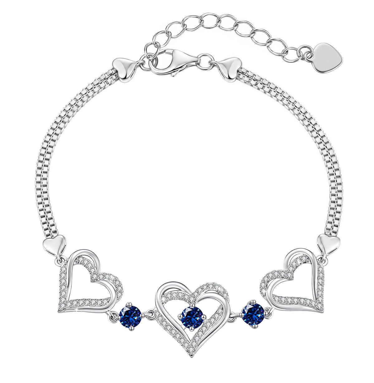 CDE 18K Rose Gold Heart Bracelets,Birthstone Jewelry Gifts for Women