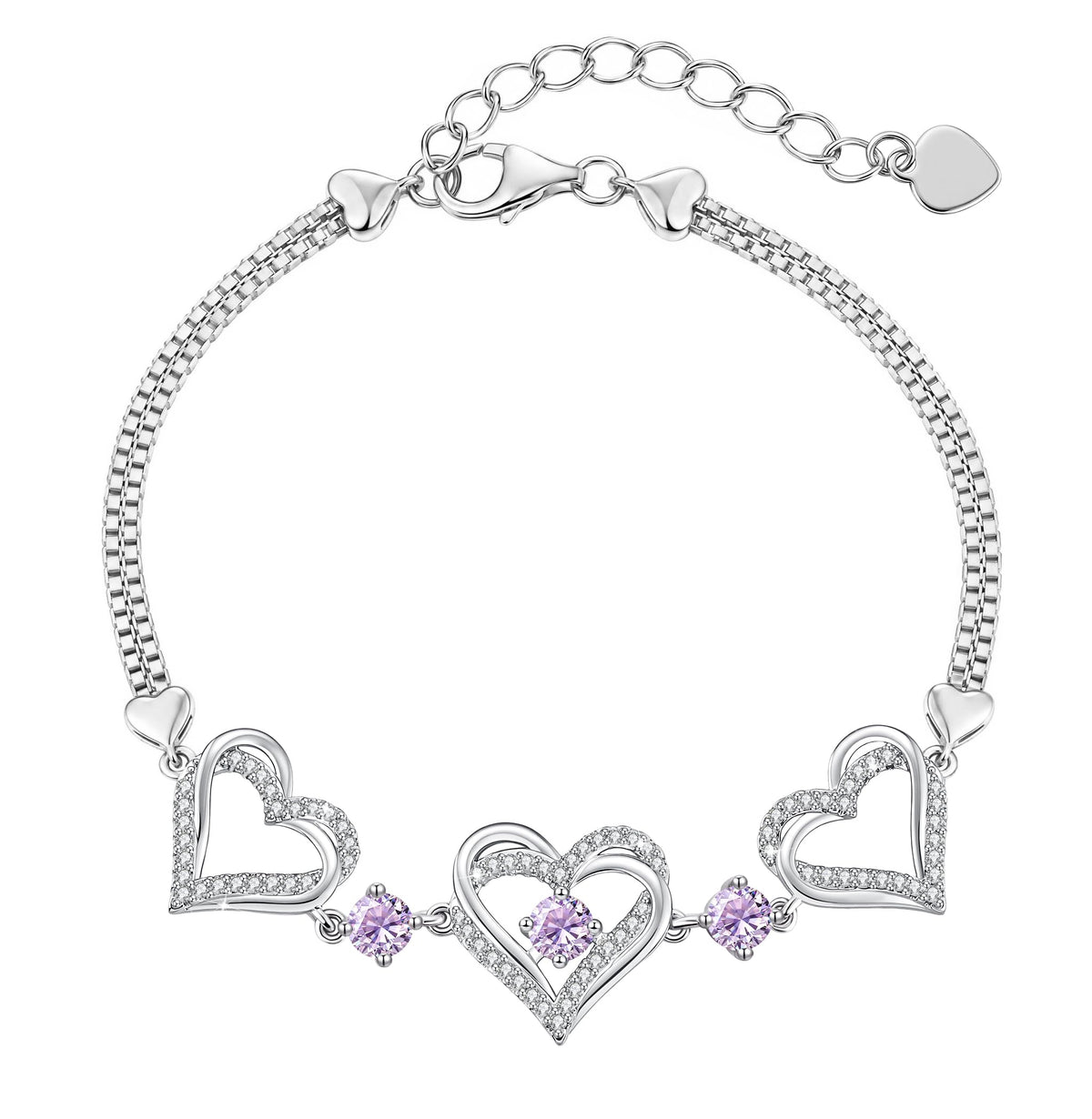 CDE 18K Rose Gold Heart Bracelets,Birthstone Jewelry Gifts for Women