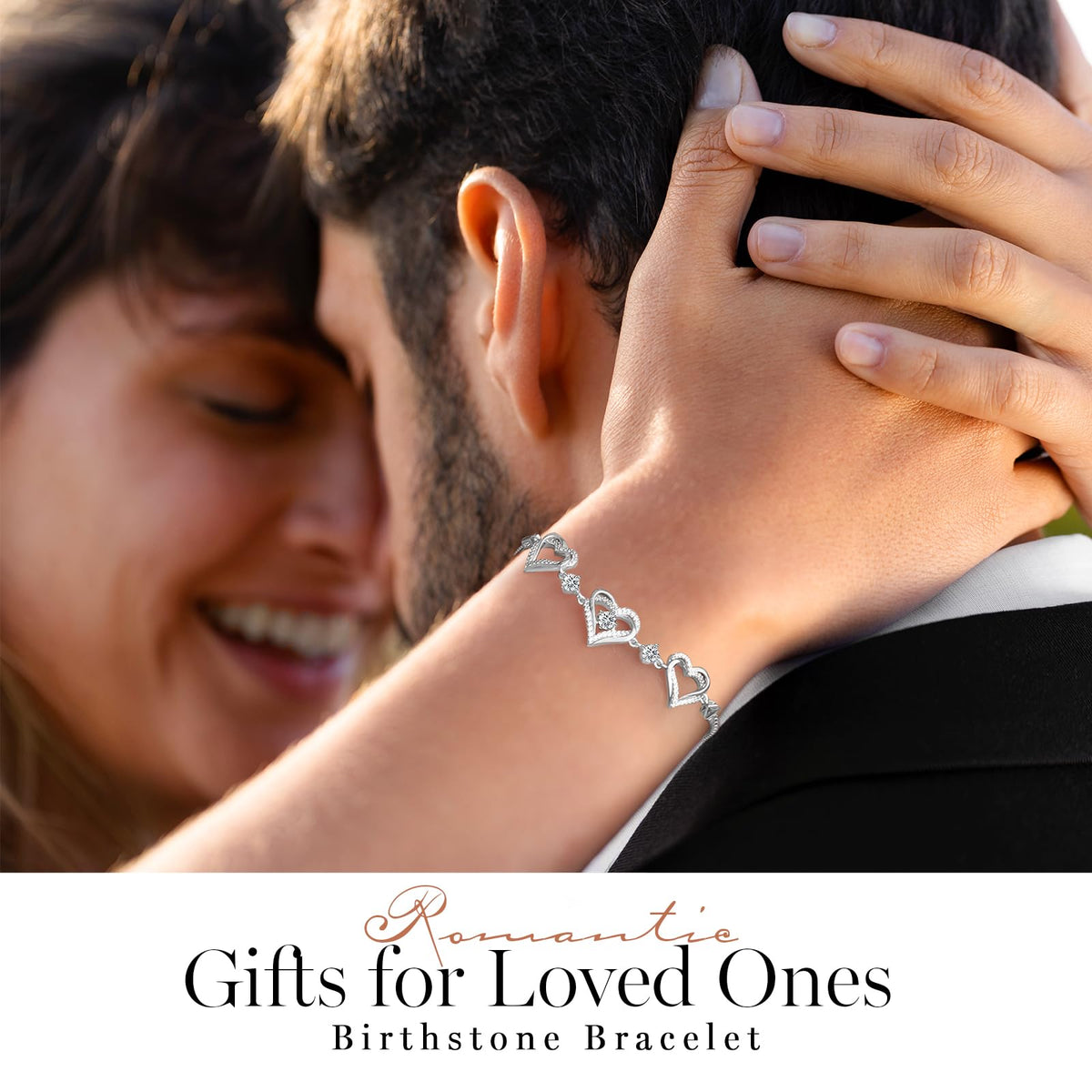 CDE 18K Rose Gold Heart Bracelets,Birthstone Jewelry Gifts for Women