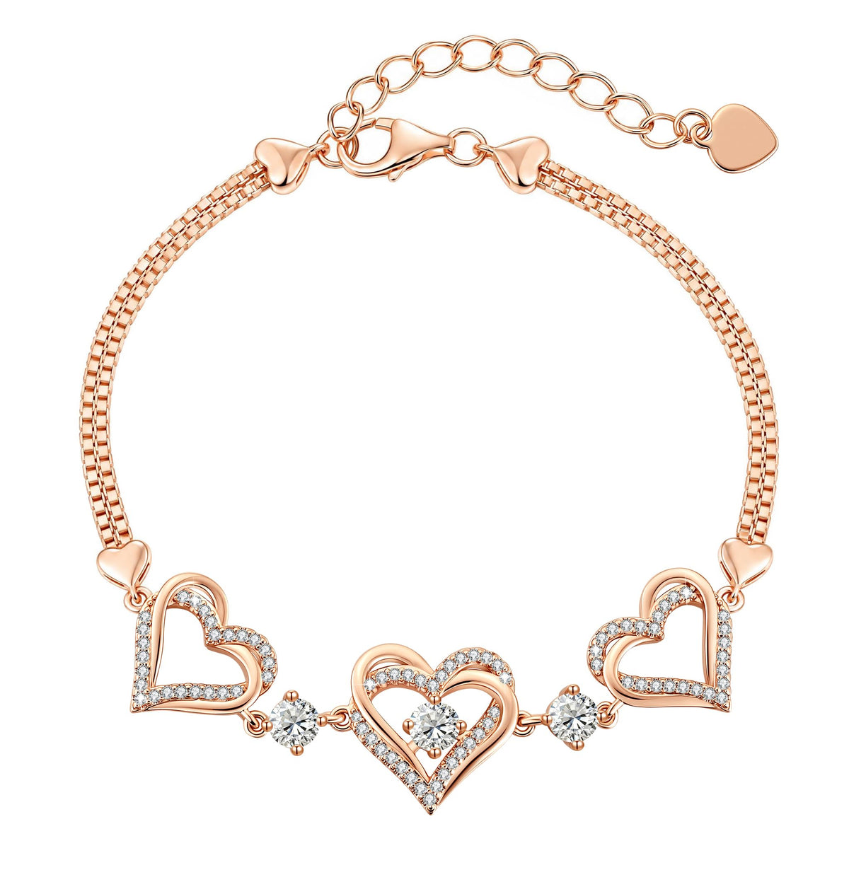 CDE 18K Rose Gold Heart Bracelets,Birthstone Jewelry Gifts for Women