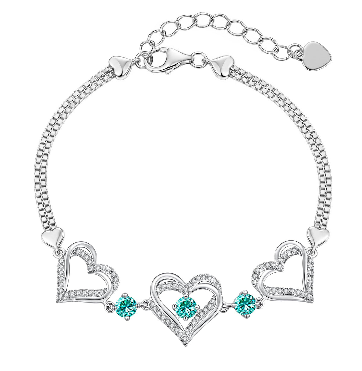 CDE 18K Rose Gold Heart Bracelets,Birthstone Jewelry Gifts for Women