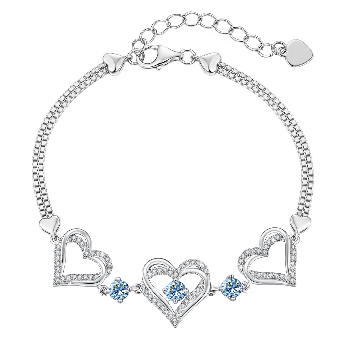 CDE 18K Rose Gold Heart Bracelets,Birthstone Jewelry Gifts for Women