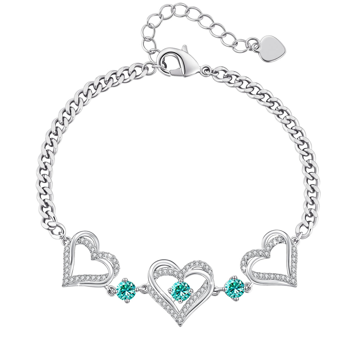 CDE 18K Rose Gold Heart Bracelets,Birthstone Jewelry Gifts for Women