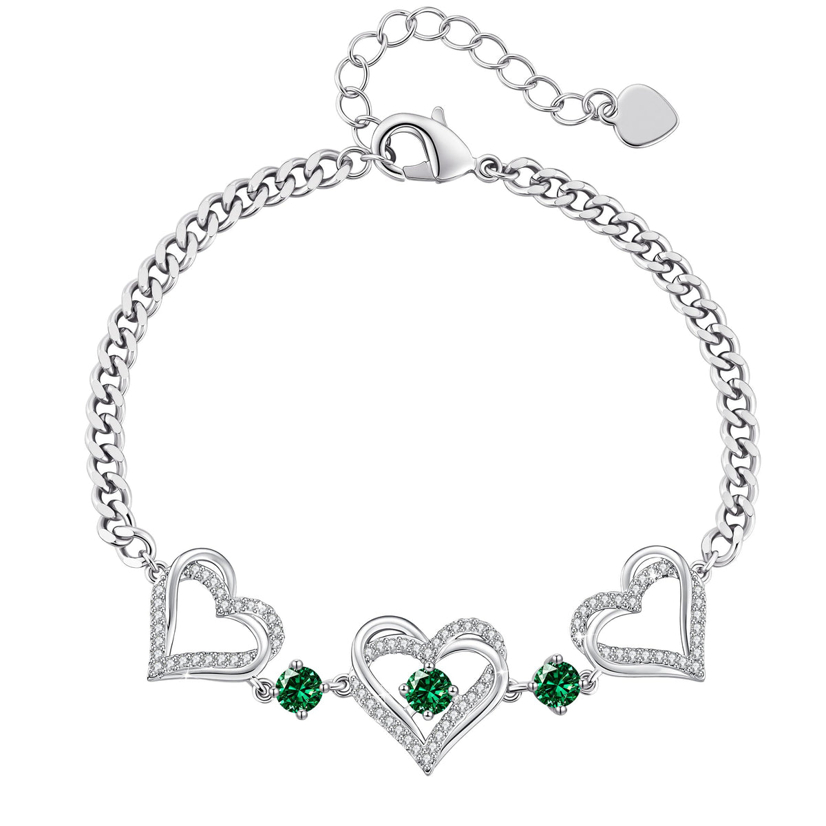 CDE 18K Rose Gold Heart Bracelets,Birthstone Jewelry Gifts for Women