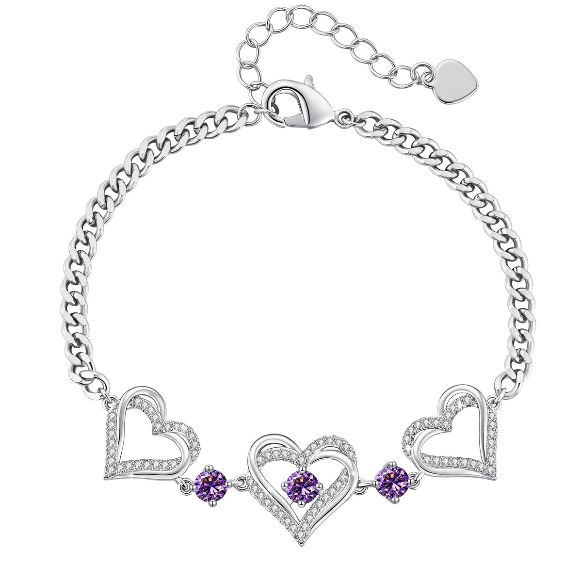 CDE 18K Rose Gold Heart Bracelets,Birthstone Jewelry Gifts for Women