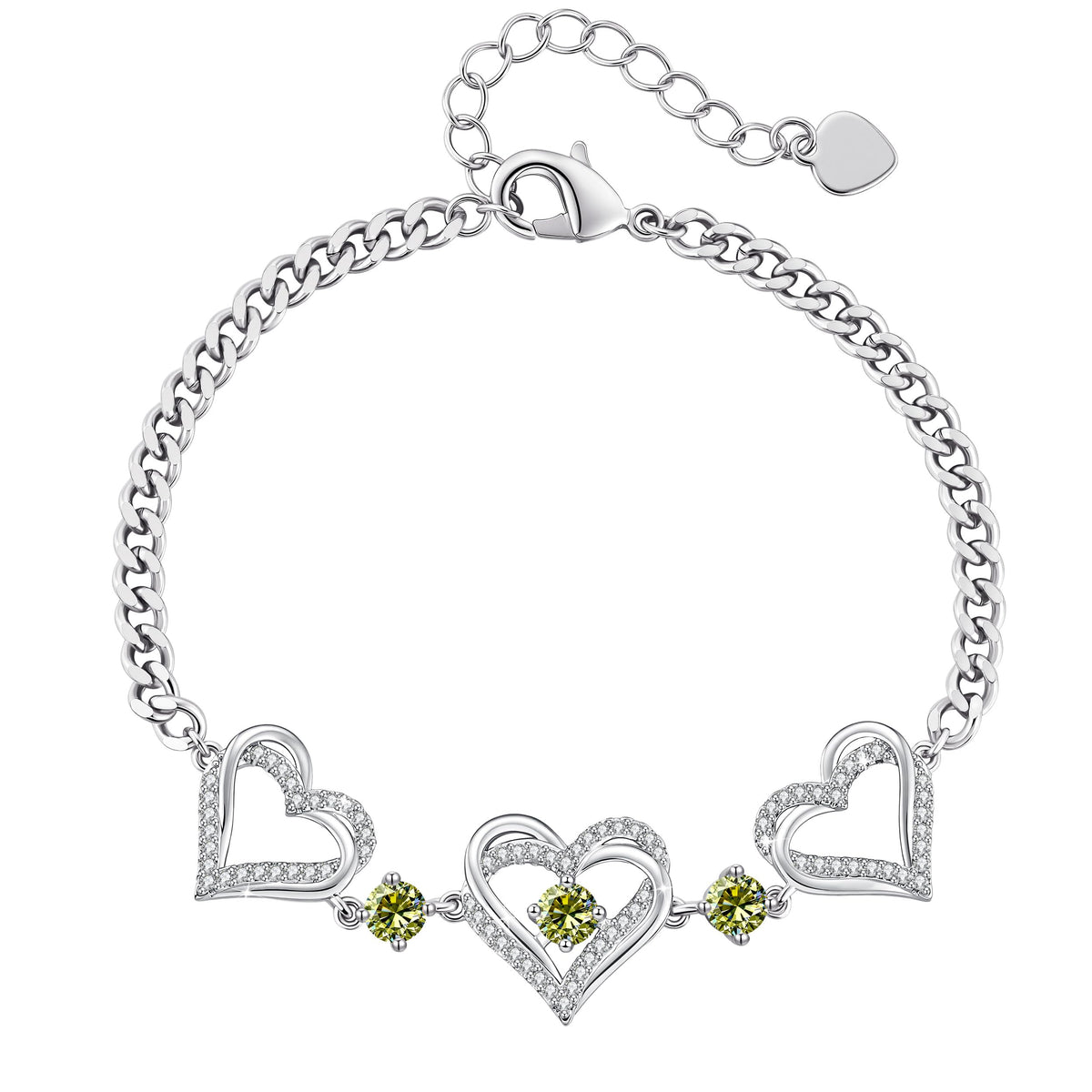 CDE 18K Rose Gold Heart Bracelets,Birthstone Jewelry Gifts for Women