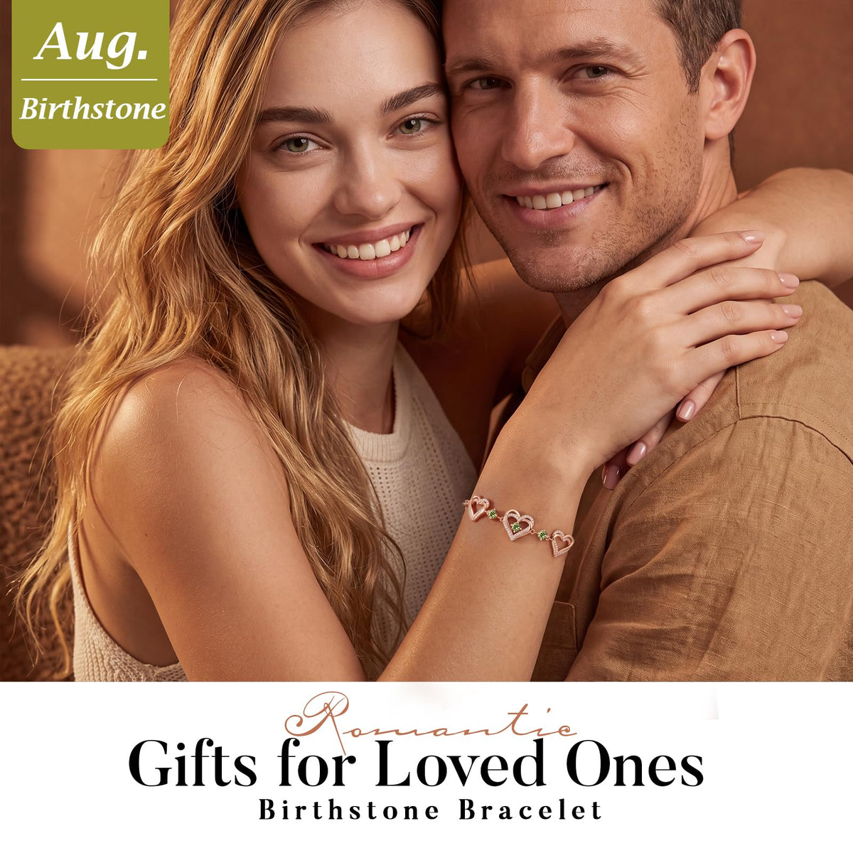 CDE 18K Rose Gold Heart Bracelets,Birthstone Jewelry Gifts for Women