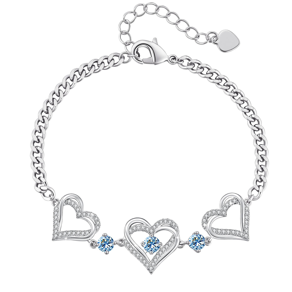 CDE 18K Rose Gold Heart Bracelets,Birthstone Jewelry Gifts for Women