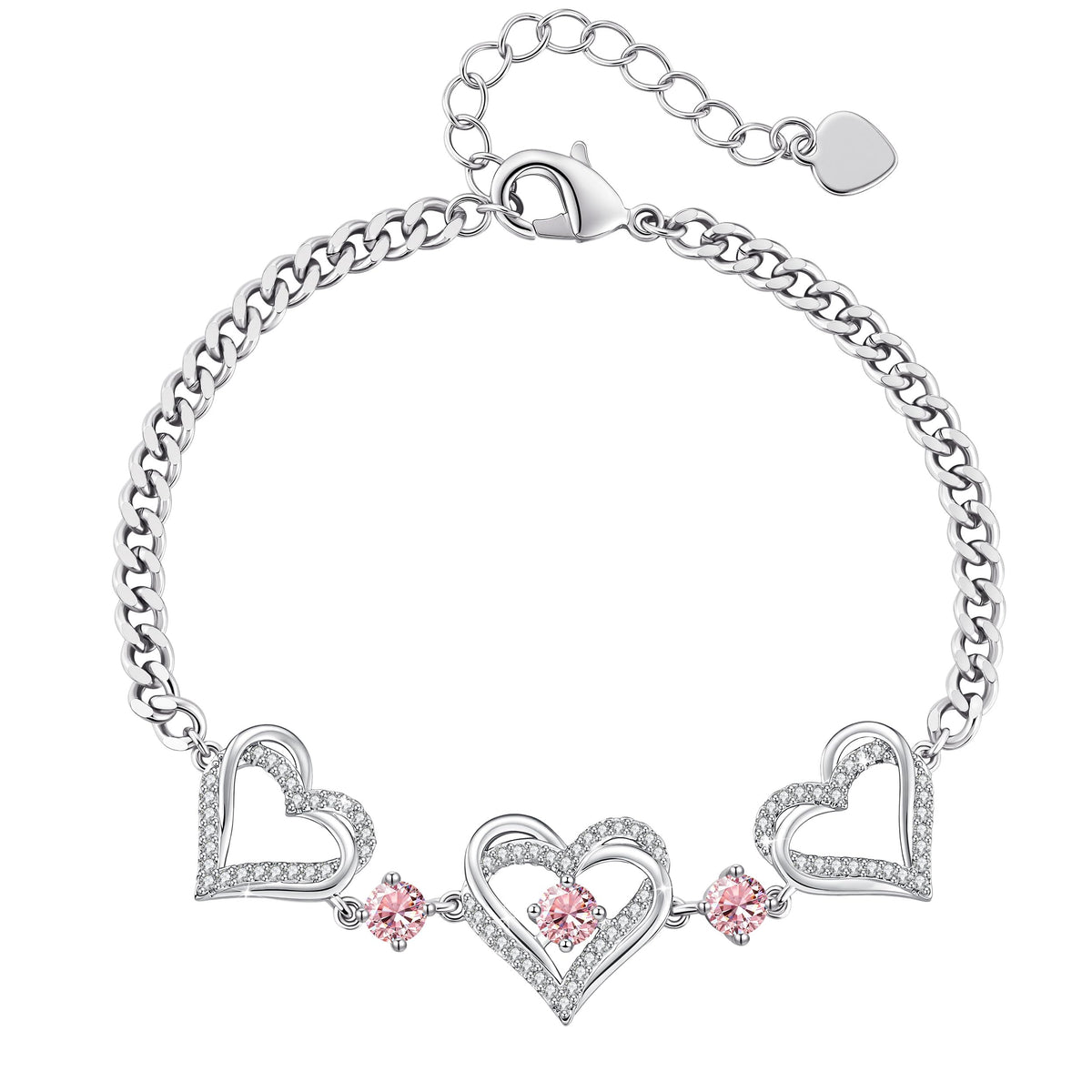 CDE 18K Rose Gold Heart Bracelets,Birthstone Jewelry Gifts for Women