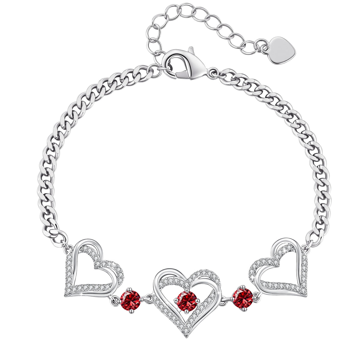 CDE 18K Rose Gold Heart Bracelets,Birthstone Jewelry Gifts for Women