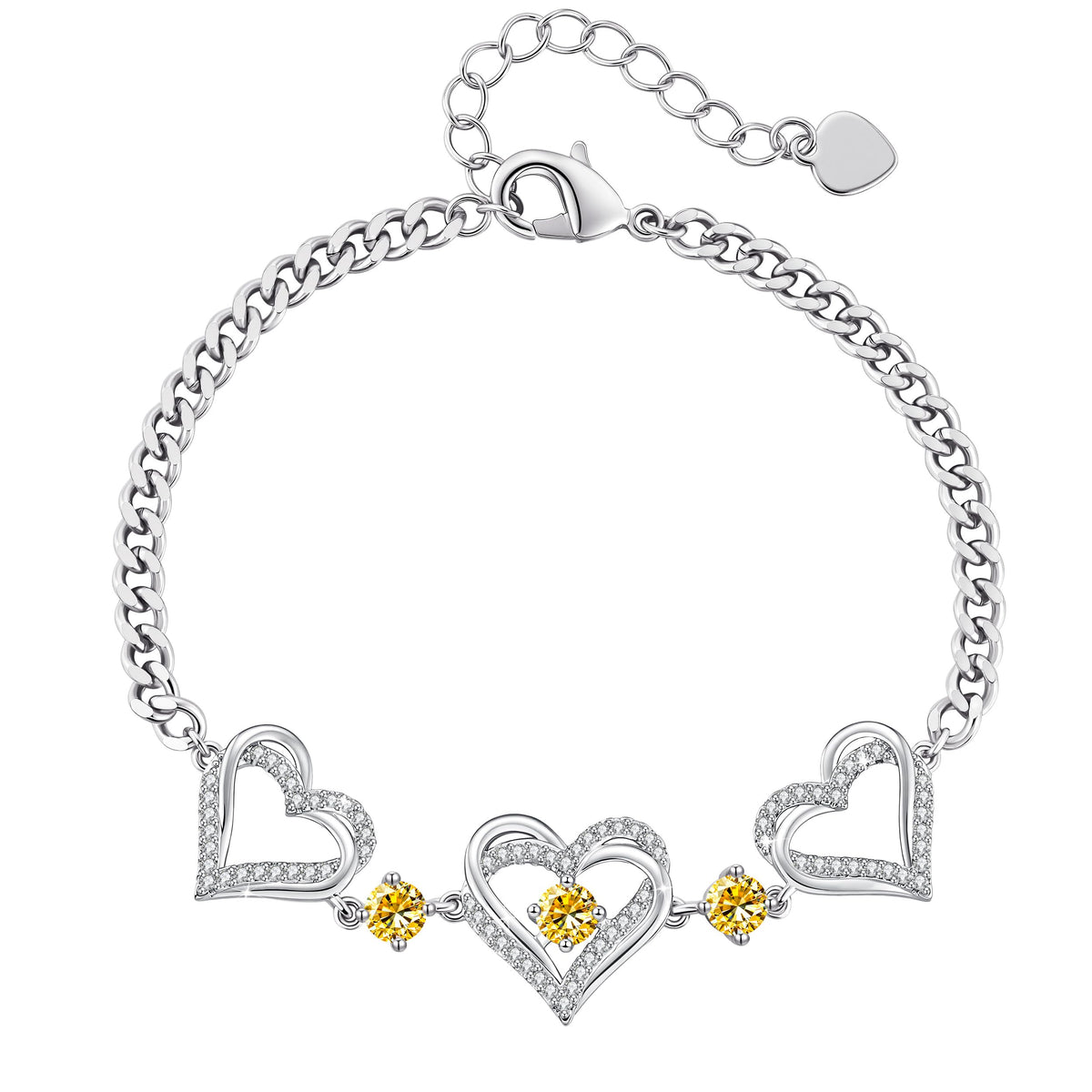 CDE 18K Rose Gold Heart Bracelets,Birthstone Jewelry Gifts for Women