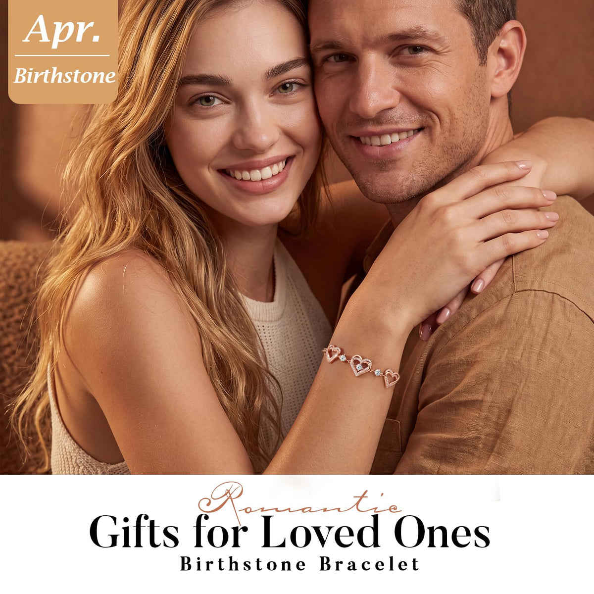 CDE 18K Rose Gold Heart Bracelets,Birthstone Jewelry Gifts for Women
