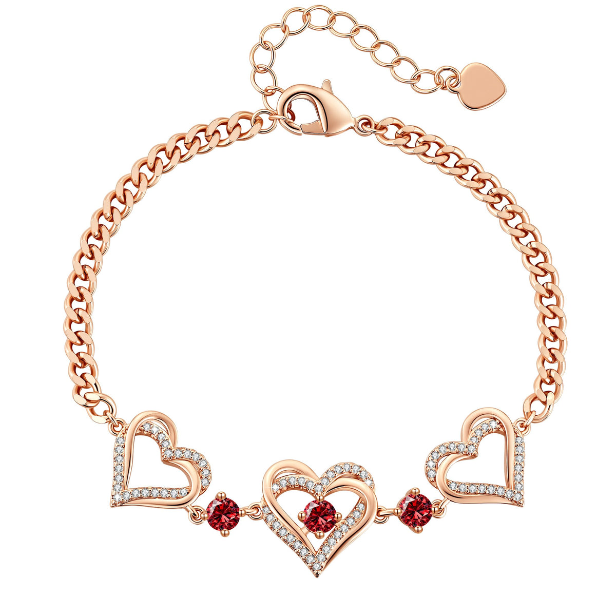 CDE 18K Rose Gold Heart Bracelets,Birthstone Jewelry Gifts for Women