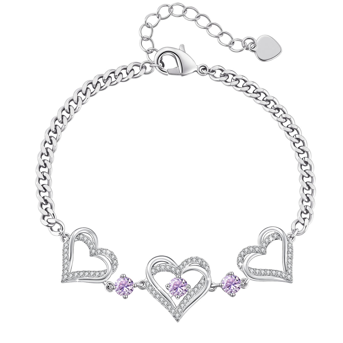 CDE 18K Rose Gold Heart Bracelets,Birthstone Jewelry Gifts for Women