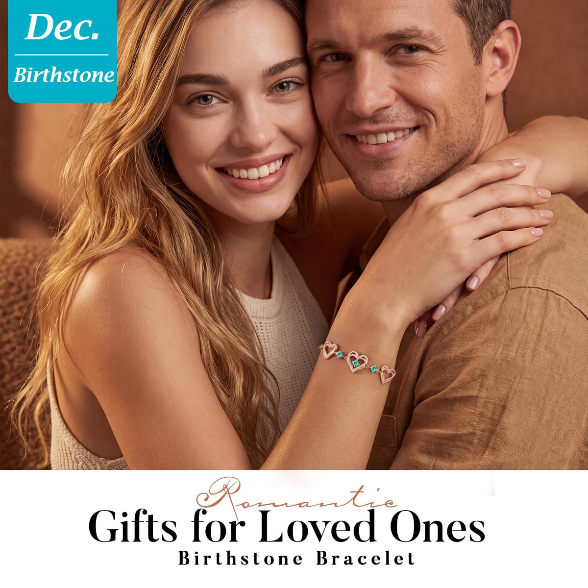 CDE 18K Rose Gold Heart Bracelets,Birthstone Jewelry Gifts for Women